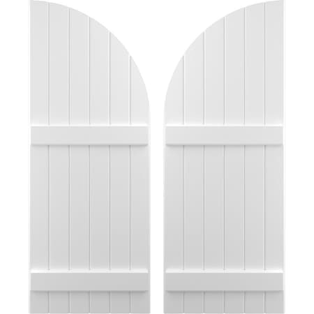 Americraft 6-Board (2 Batten) Wood Joined Board-n-Batten Shutters W/ Arch Top, ARW101BQ621X50WHH